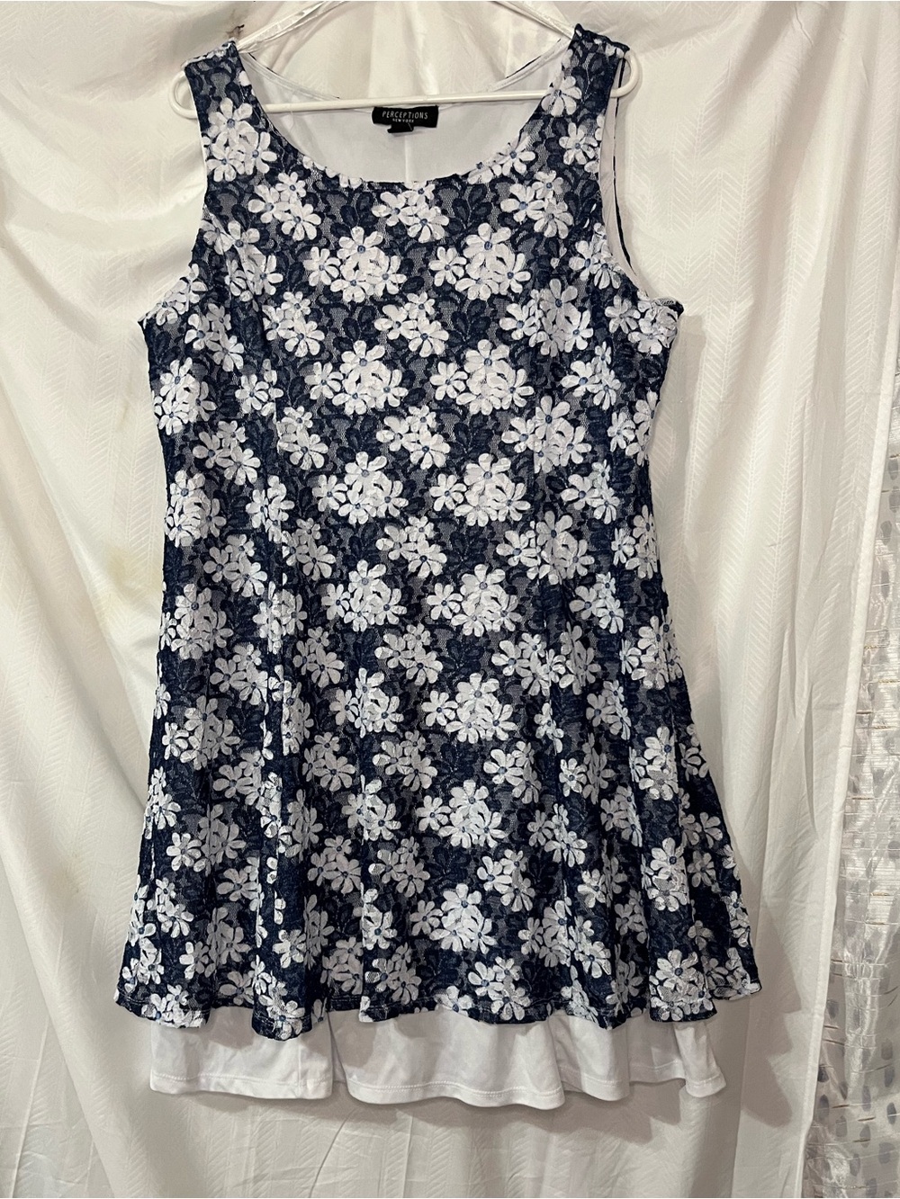 Women’s Navy & White Floral Lace Dress - Perceptions XL